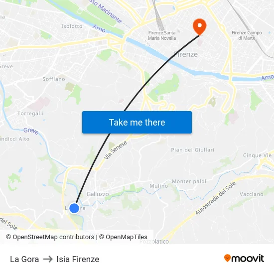 La Gora to ISIA Florence map