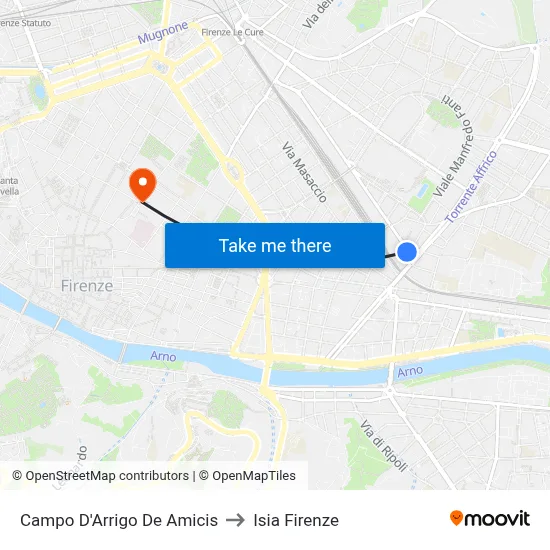 Campo D'Arrigo De Amicis to ISIA Florence map