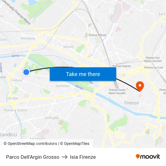 Argin Grosso Park to ISIA Florence map