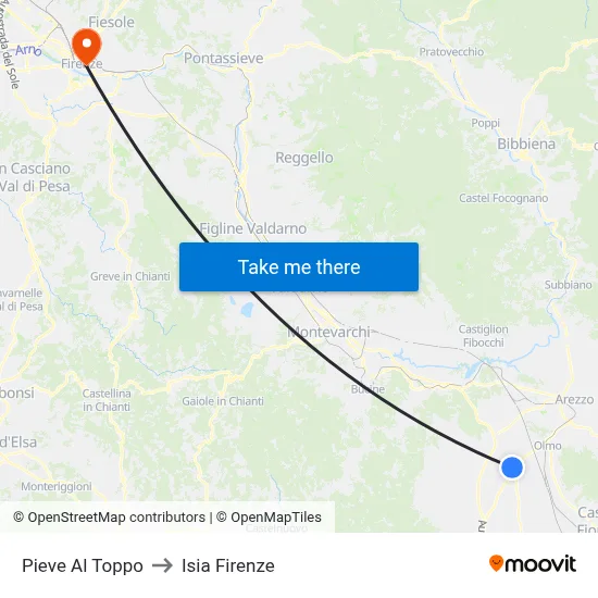 Pieve Al Toppo to ISIA Florence map