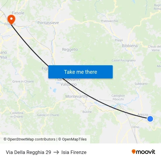 29 Regghia Street to ISIA Florence map