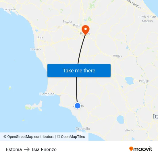 Estonia to ISIA Florence map