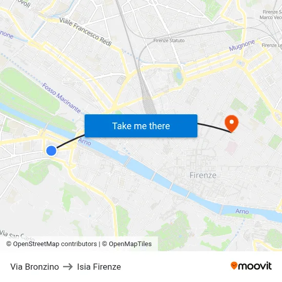 Bronzino Street to ISIA Florence map