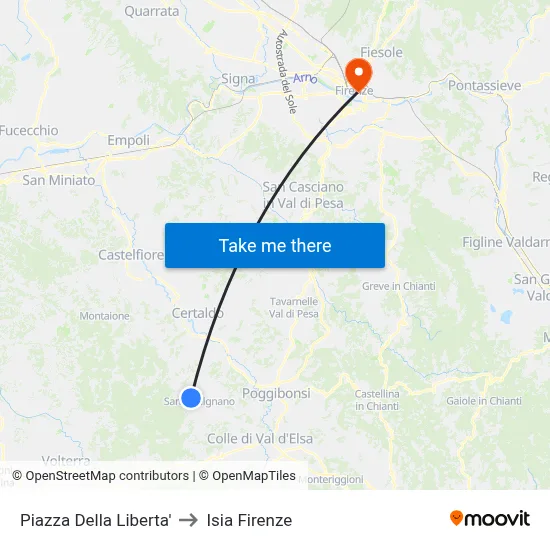 Liberty Square to ISIA Florence map
