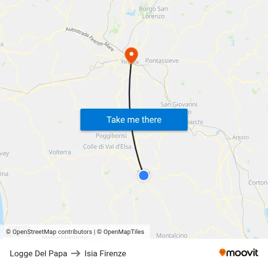 Logge Del Papa to ISIA Florence map