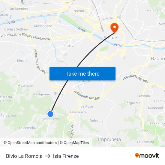 La Romola Junction to ISIA Florence map