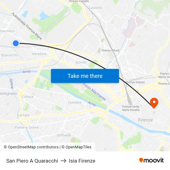 San Piero A Quaracchi to ISIA Florence map