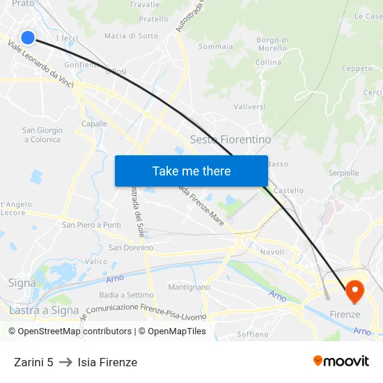 Zarini 5 to ISIA Florence map