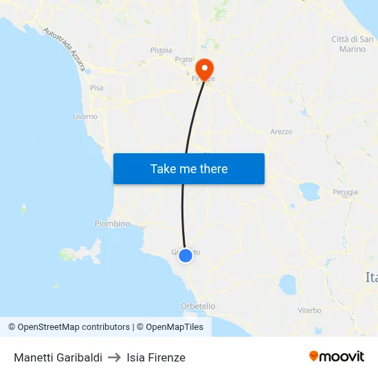 Manetti Garibaldi to ISIA Florence map
