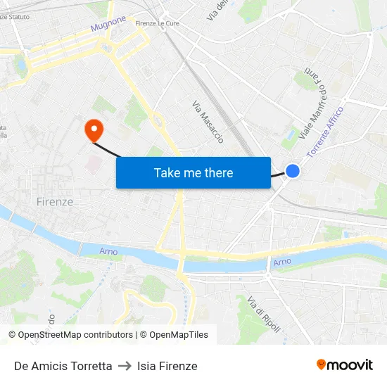 De Amicis Torretta to ISIA Florence map