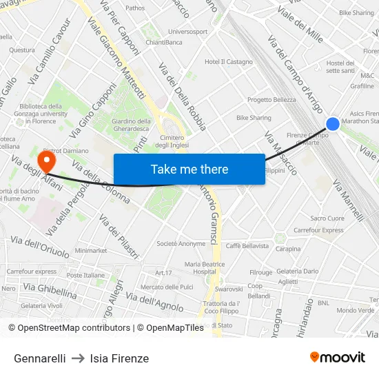 Gennarelli to ISIA Florence map