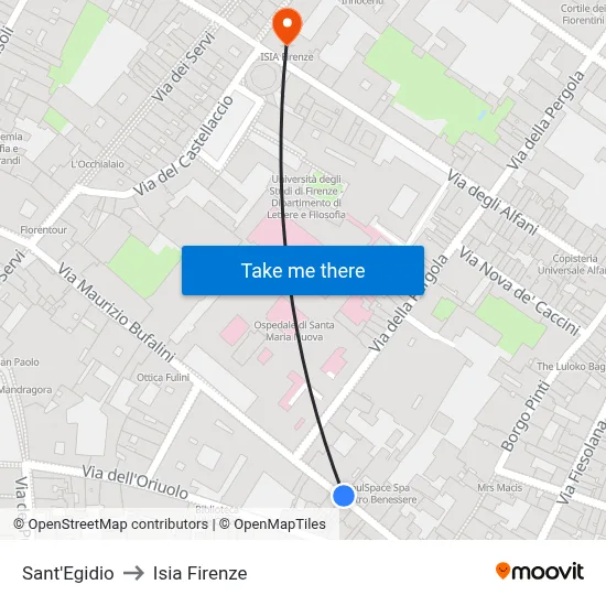 Sant'Egidio to ISIA Florence map