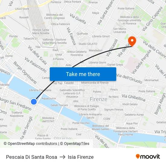 Santa Rosa Dam to ISIA Florence map