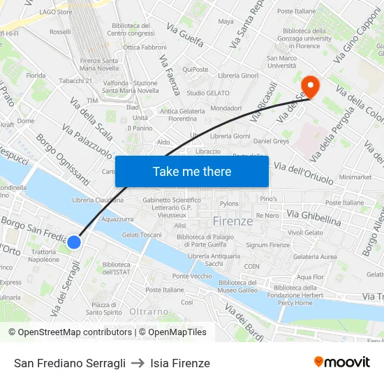 San Frediano Serragli to ISIA Florence map