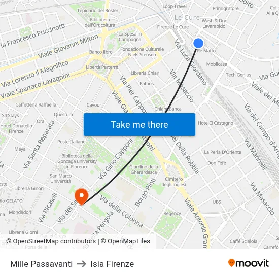 Mille Passavanti to ISIA Florence map