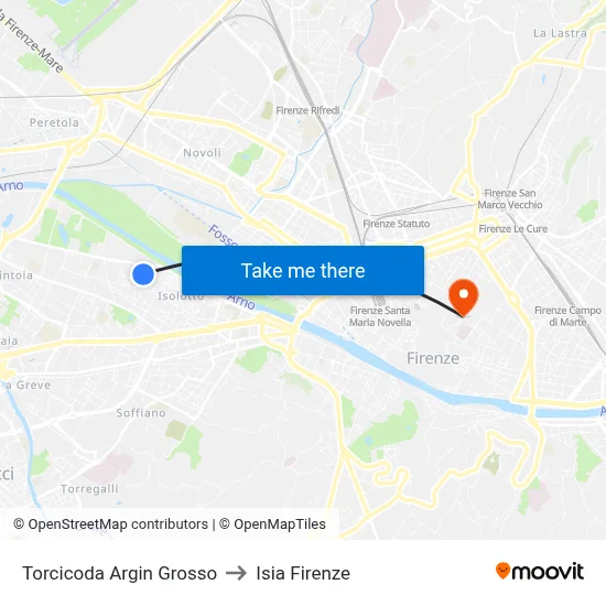 Torcicoda Argin Grosso to ISIA Florence map