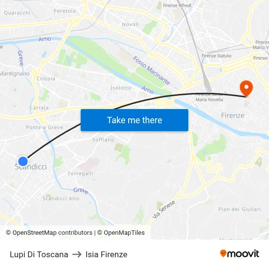 Lupi Di Toscana to ISIA Florence map
