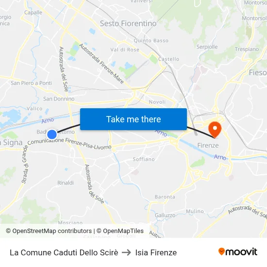 La Comune Caduti Dello Scirè to ISIA Florence map