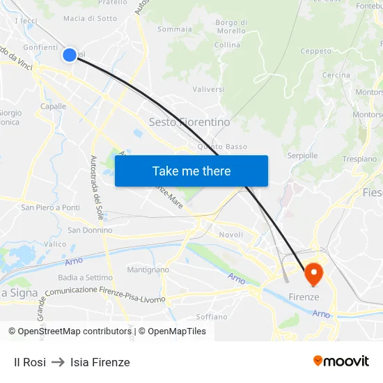 Il Rosi to ISIA Florence map