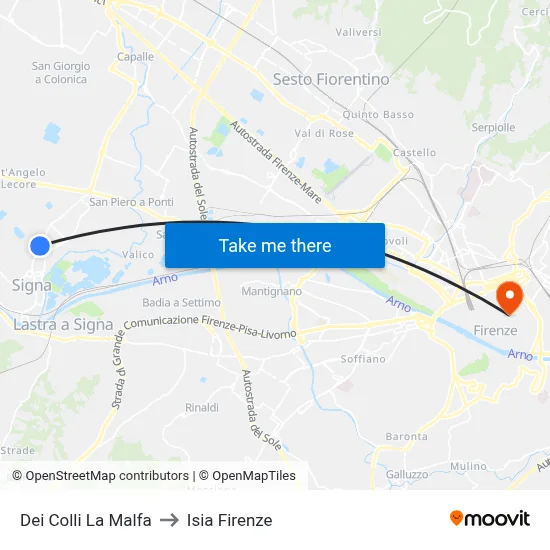 Dei Colli La Malfa to ISIA Florence map