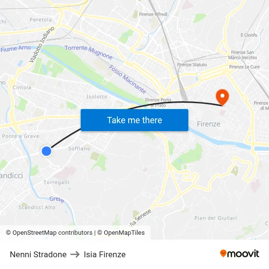 Nenni Boulevard to ISIA Florence map
