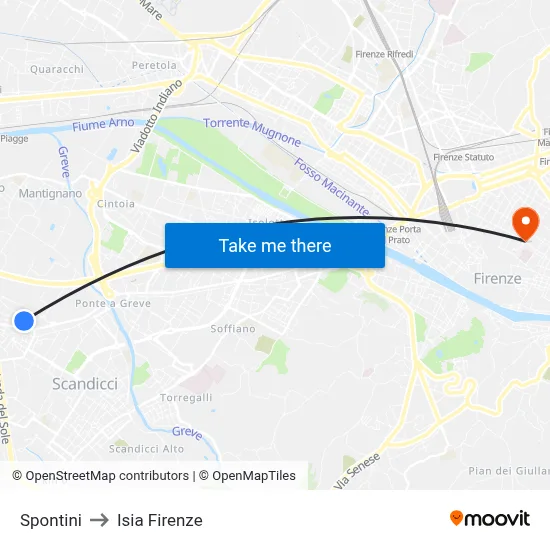 Spontini to ISIA Florence map