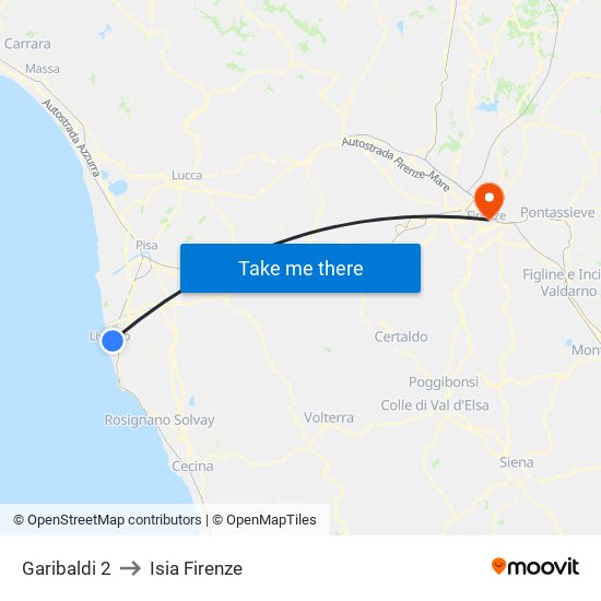Garibaldi 2 to Isia Firenze map