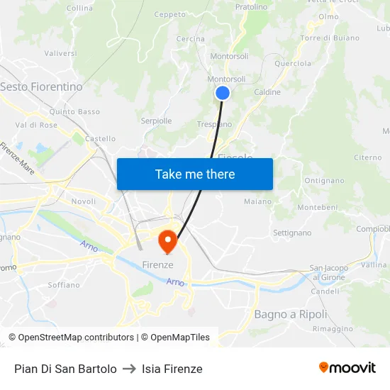Pian Di San Bartolo to ISIA Florence map