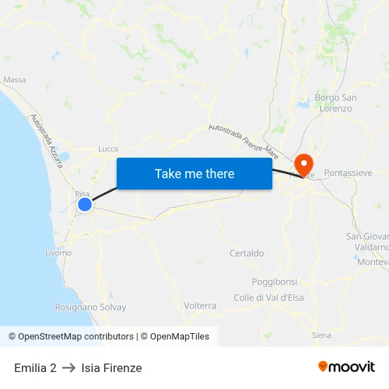 Emilia 2 to ISIA Florence map
