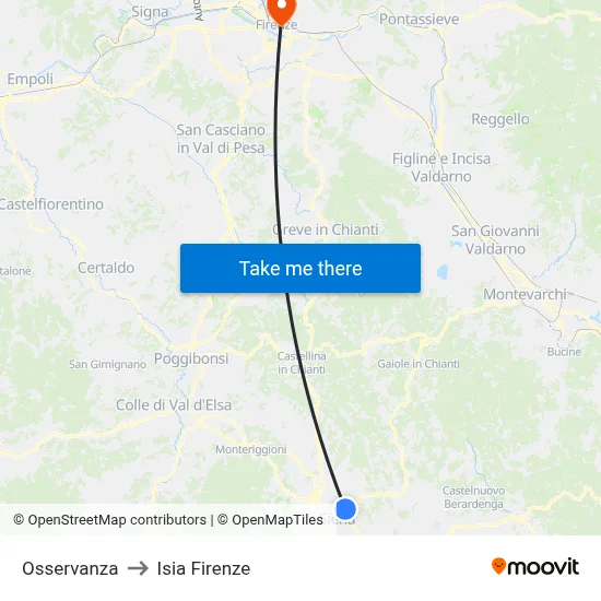 Osservanza to ISIA Florence map