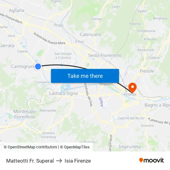 Matteotti  Fr. Superal to Isia Firenze map