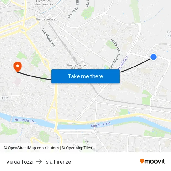 Verga Tozzi to ISIA Florence map