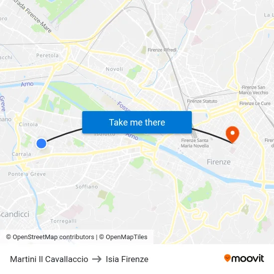 Martini Il Cavallaccio to ISIA Florence map