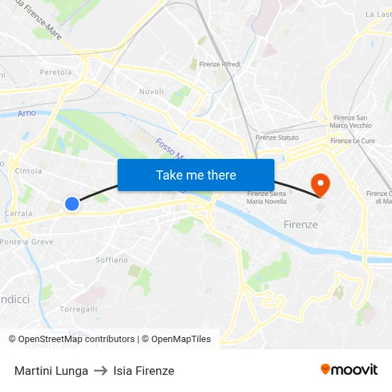 Martini Lunga to ISIA Florence map
