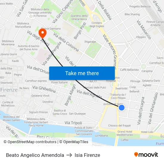 Beato Angelico Amendola to ISIA Florence map