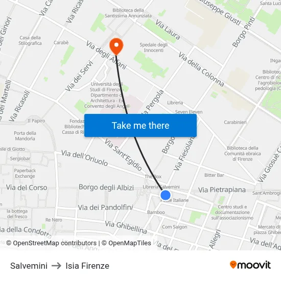 Salvemini to ISIA Florence map
