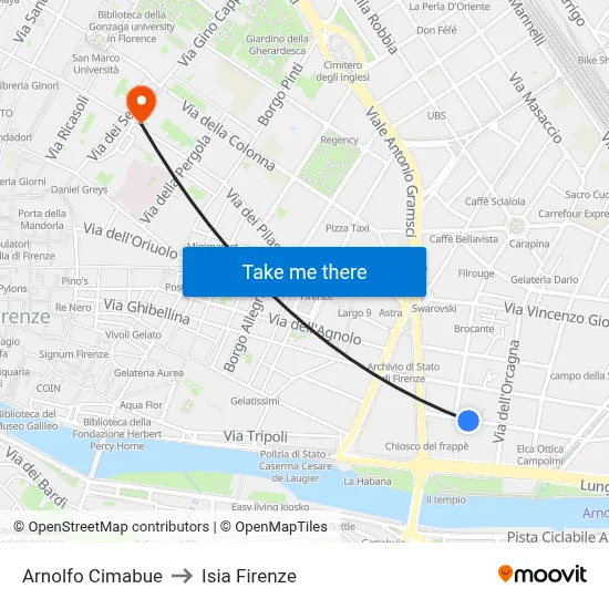 Arnolfo Cimabue to ISIA Florence map