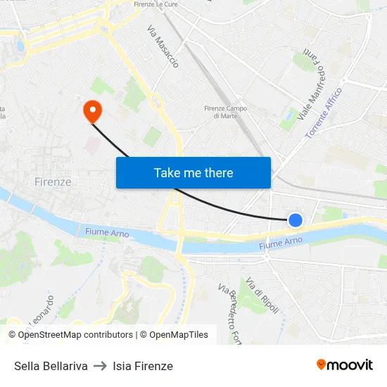 Bellariva Pass to ISIA Florence map
