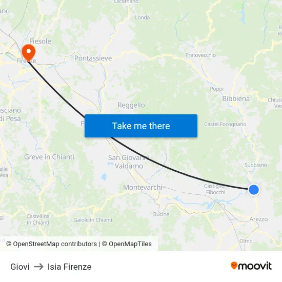 Giovi to ISIA Florence map