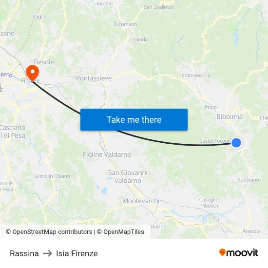 Rassina to ISIA Florence map