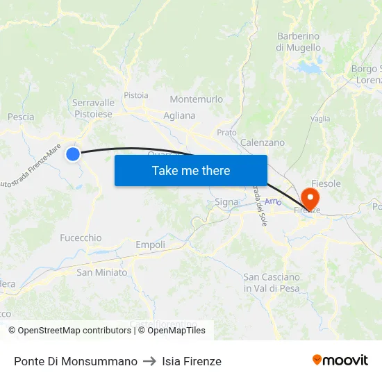 Monsummano Bridge to ISIA Florence map