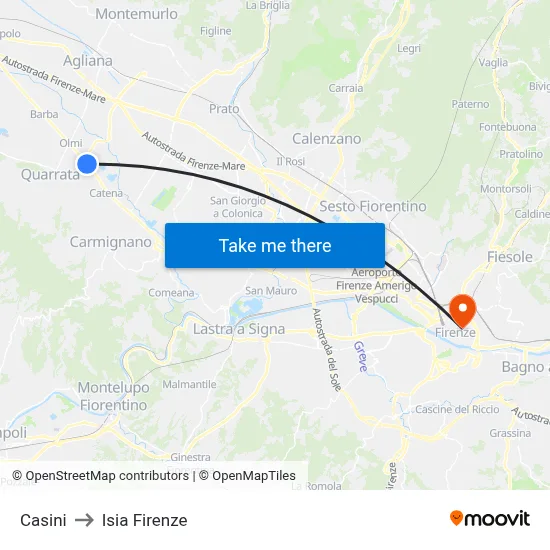 Casini to ISIA Florence map