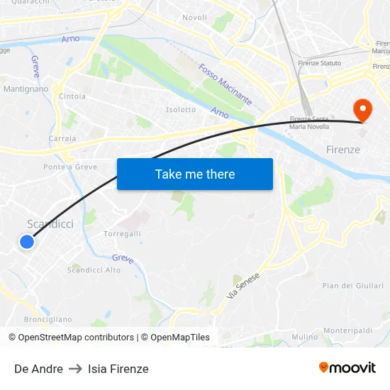 De Andre to ISIA Florence map