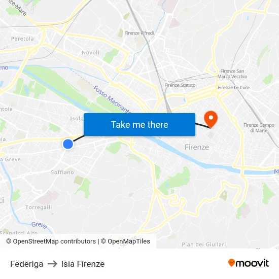 Federiga to ISIA Florence map