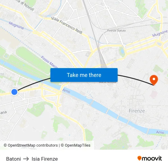 Batoni to ISIA Florence map