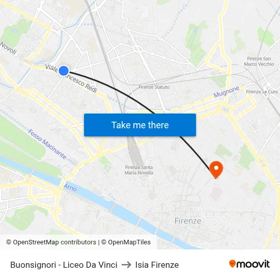 Buonsignori - Da Vinci High School to ISIA Florence map
