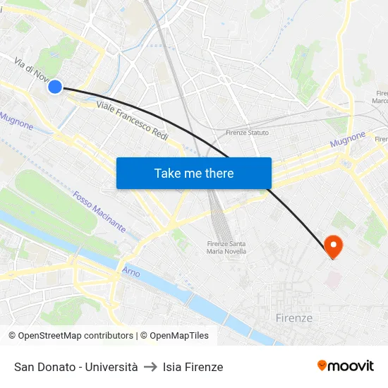 San Donato - University to ISIA Florence map