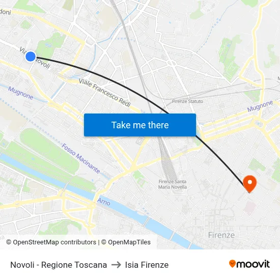 Novoli - Tuscany Region to ISIA Florence map