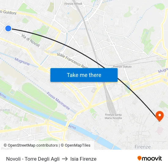 Novoli - Torre Degli Agli to ISIA Florence map