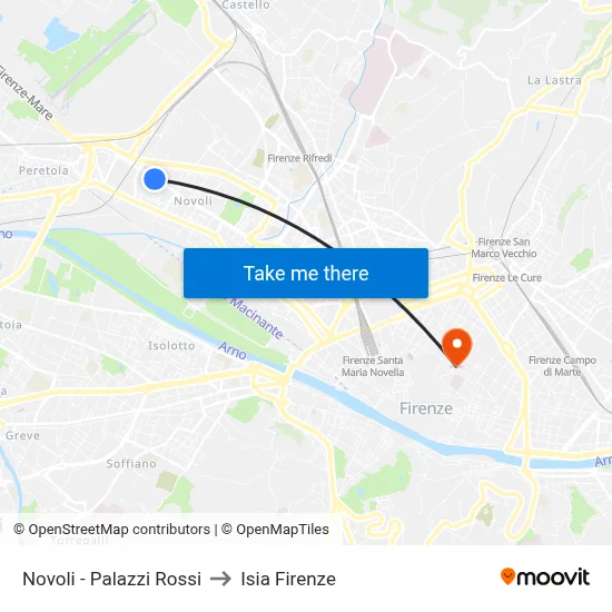 Novoli - Red Palaces to ISIA Florence map